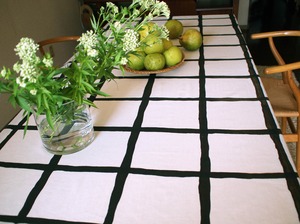 テーブルクロス　格子／こげ茶　　　　【再入荷】