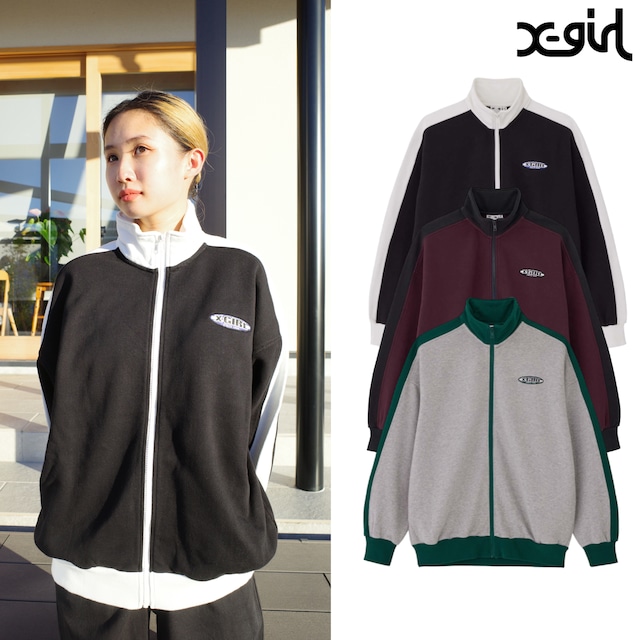 【X-girl】CONTRAST STRIPE ZIP UP SWEAT 【エックスガール】