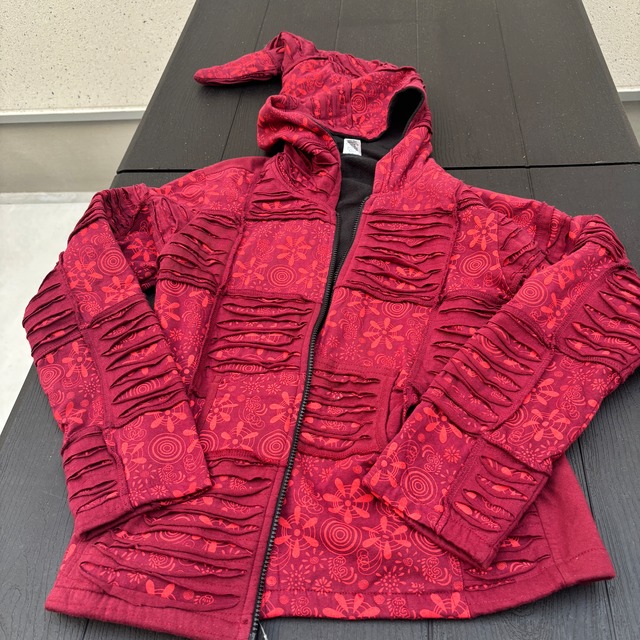 パッチワーク裏起毛パーカー