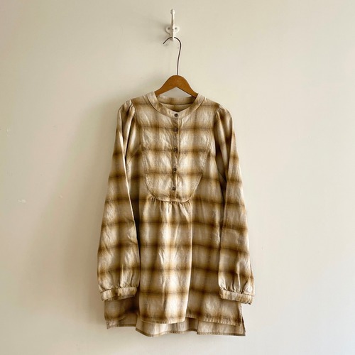 C52951 Cotton Wool Ombre Check Farmer's Blouse