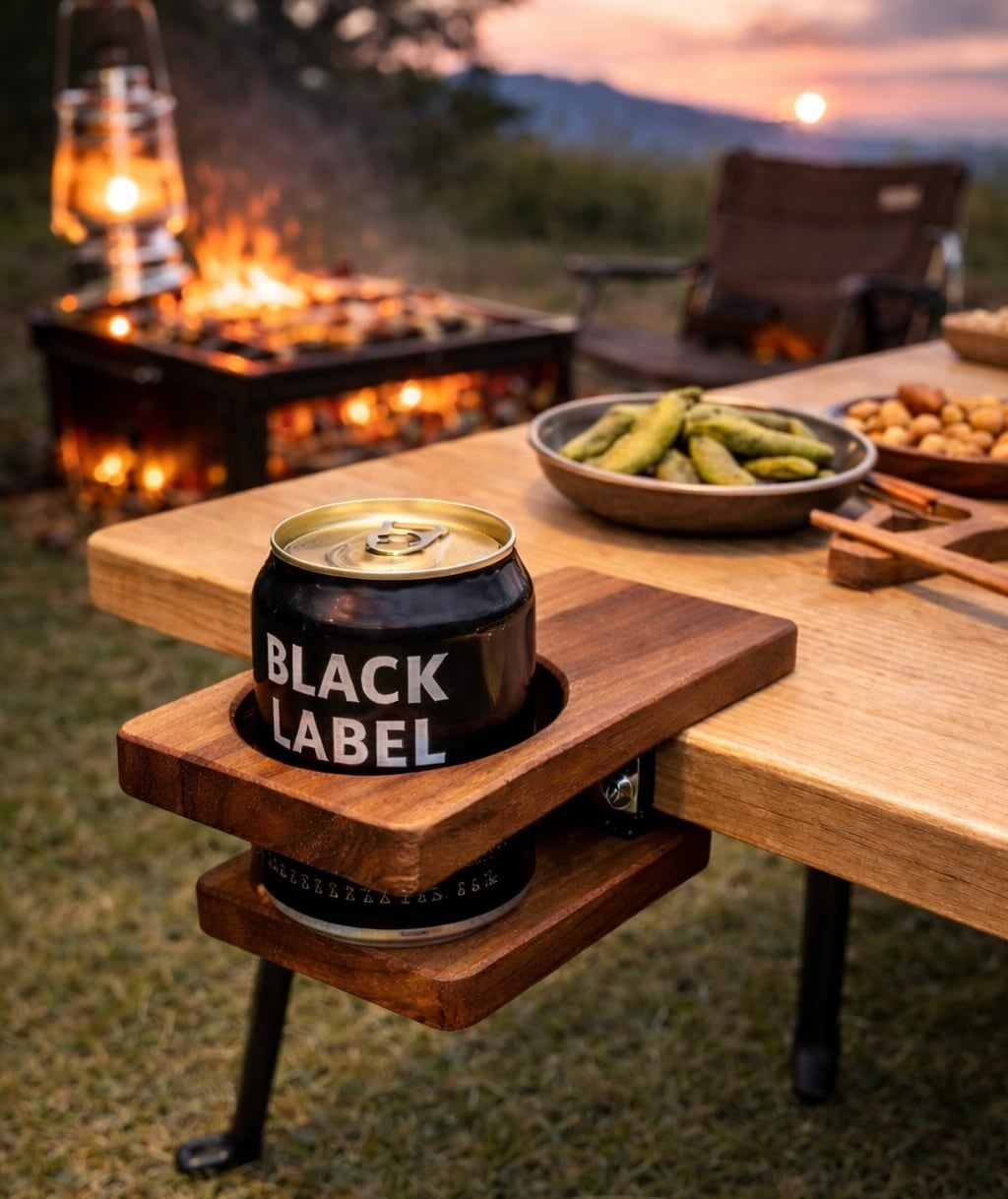 木製クリップ式ドリンクホルダー】アカシア／ウォールナット選択可