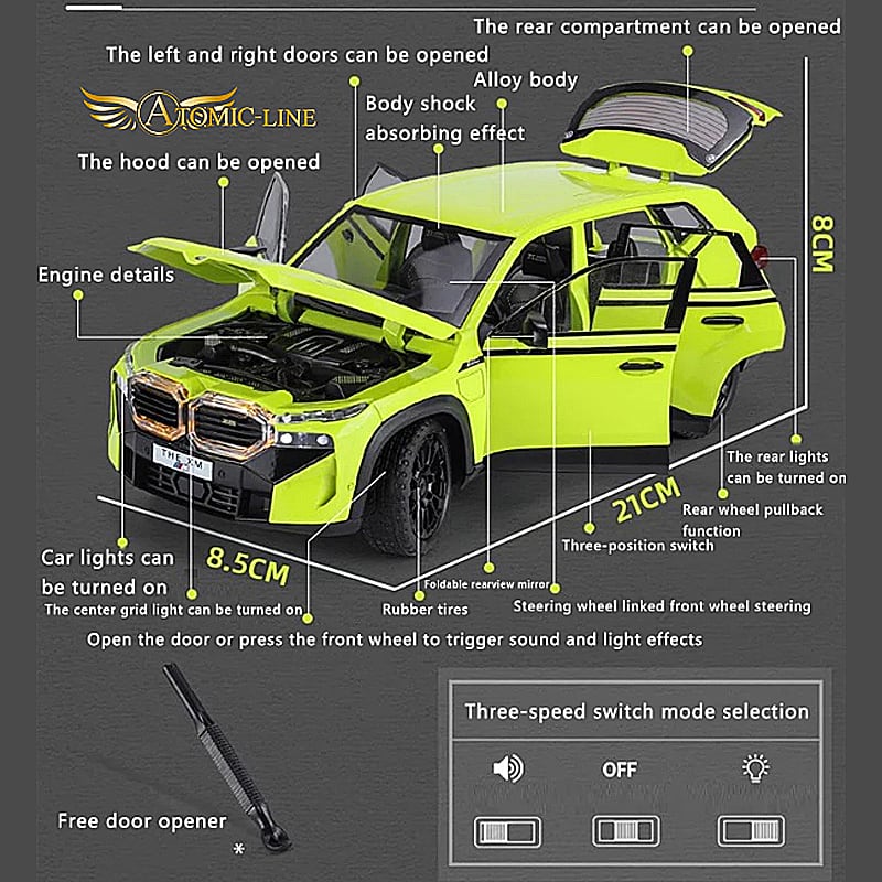 BMW XM G09 ミニカー 1/24 全4色 ライト点灯 エンジンサウンド 合金
