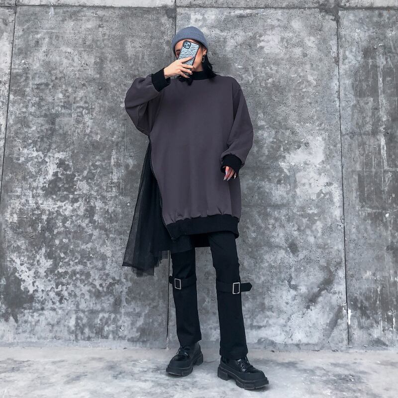 セーター オータムルーズメッシュスタイルトップス 秋物 ステッチ ラブタオタオダレンハウス33312675214