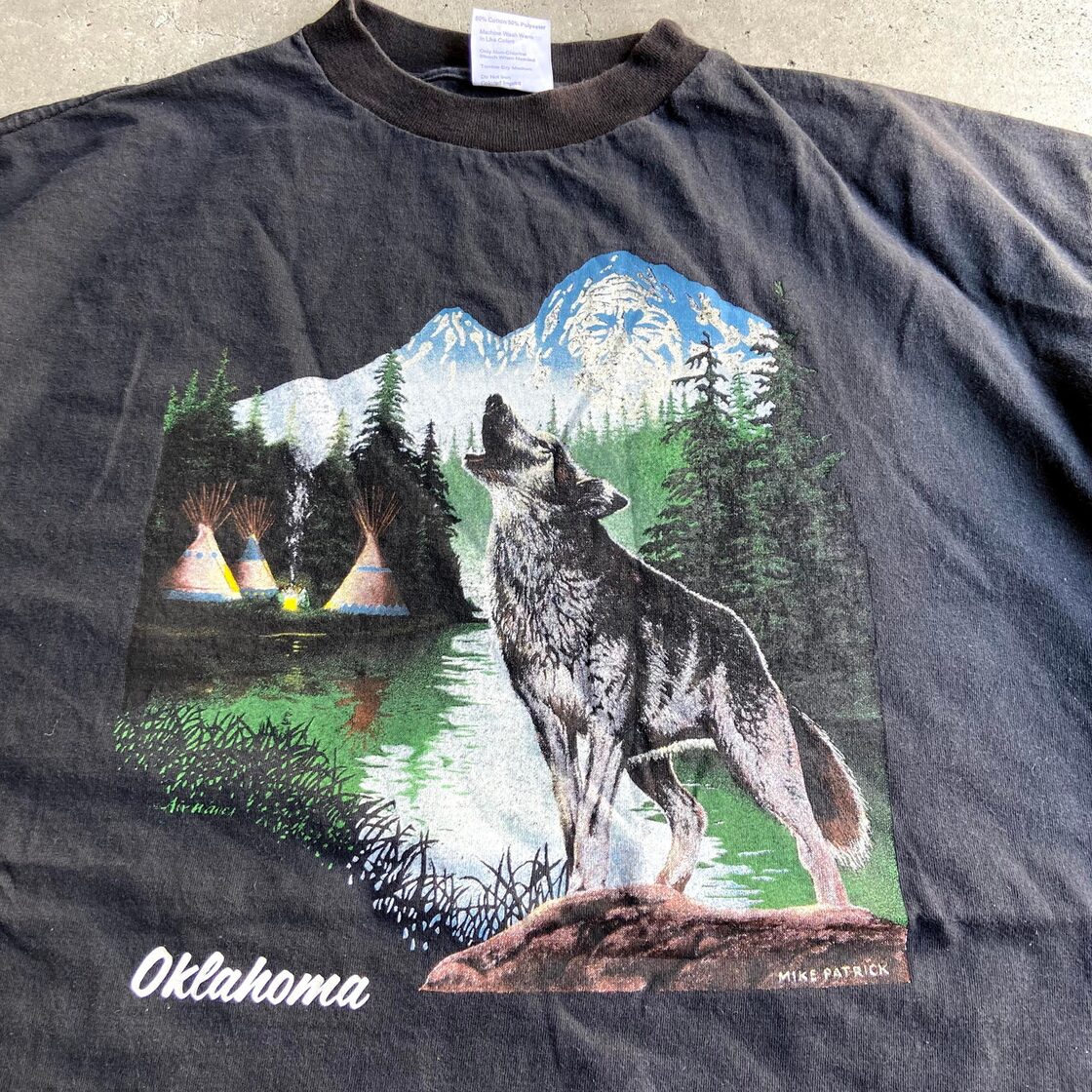 ビッグサイズ 90年代 オオカミ アニマルプリントTシャツ メンズ2XL