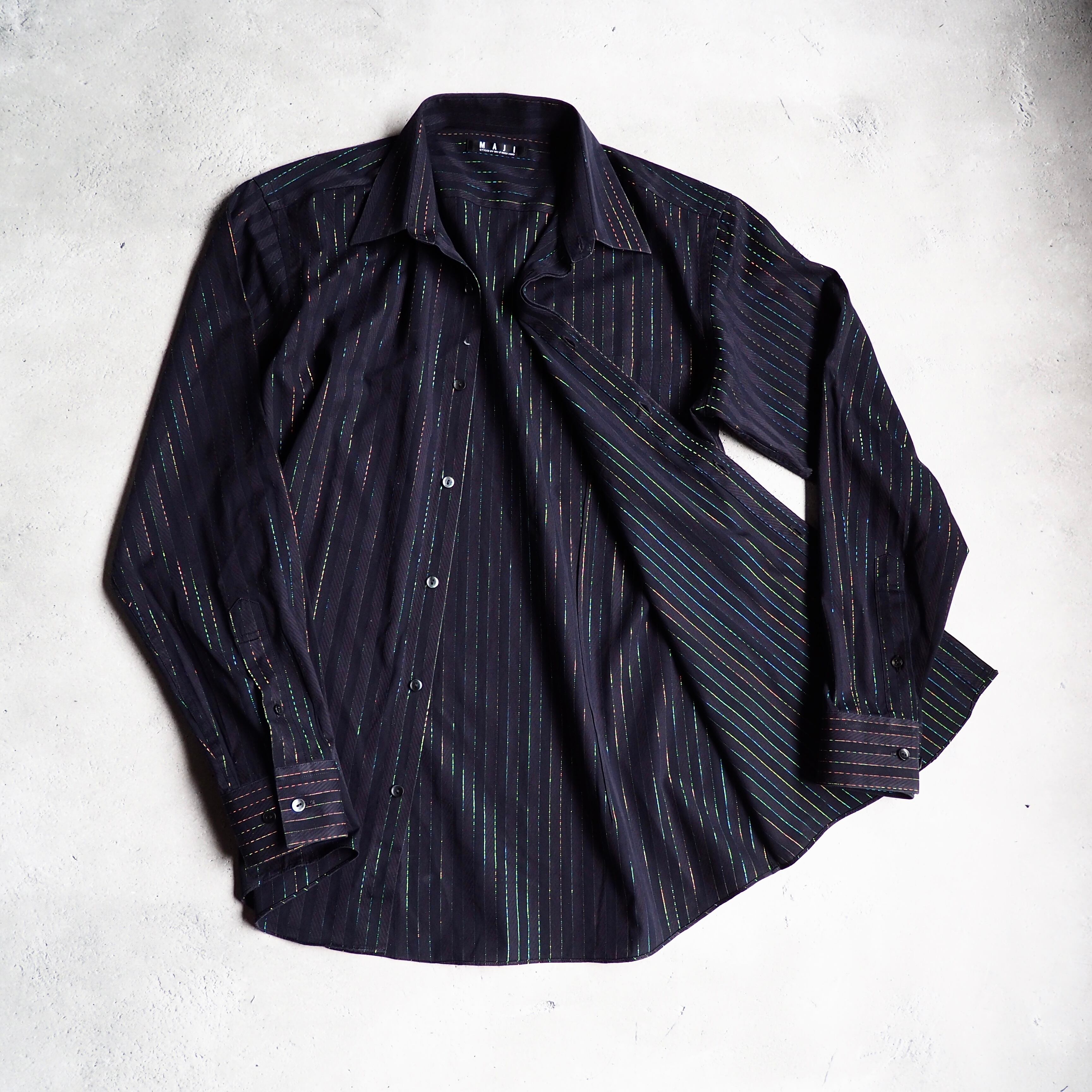 Beautiful Lame line Embroidery Black stripe Dress Shirt