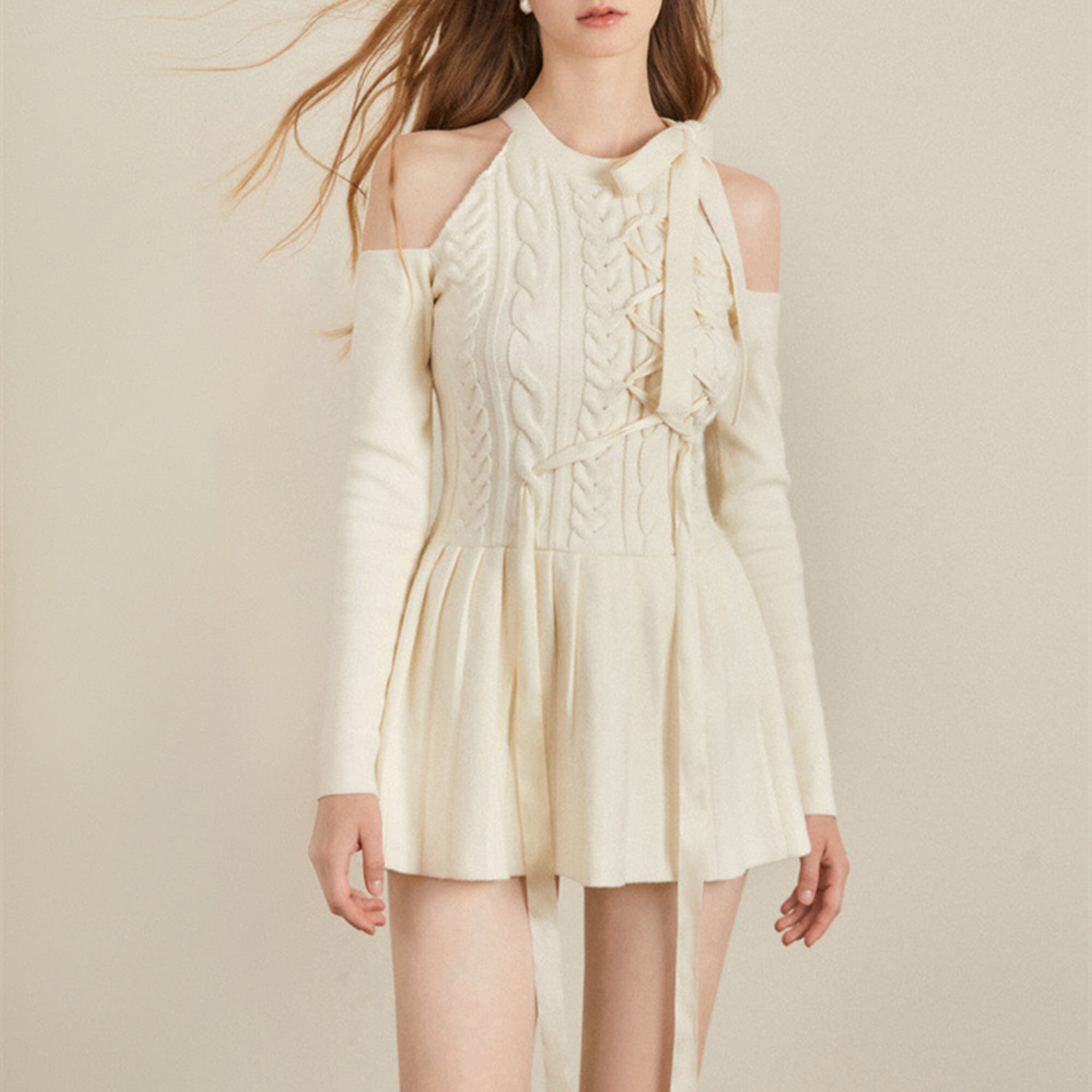 【dress】アメスリフレアニットミニワンピース     N3351