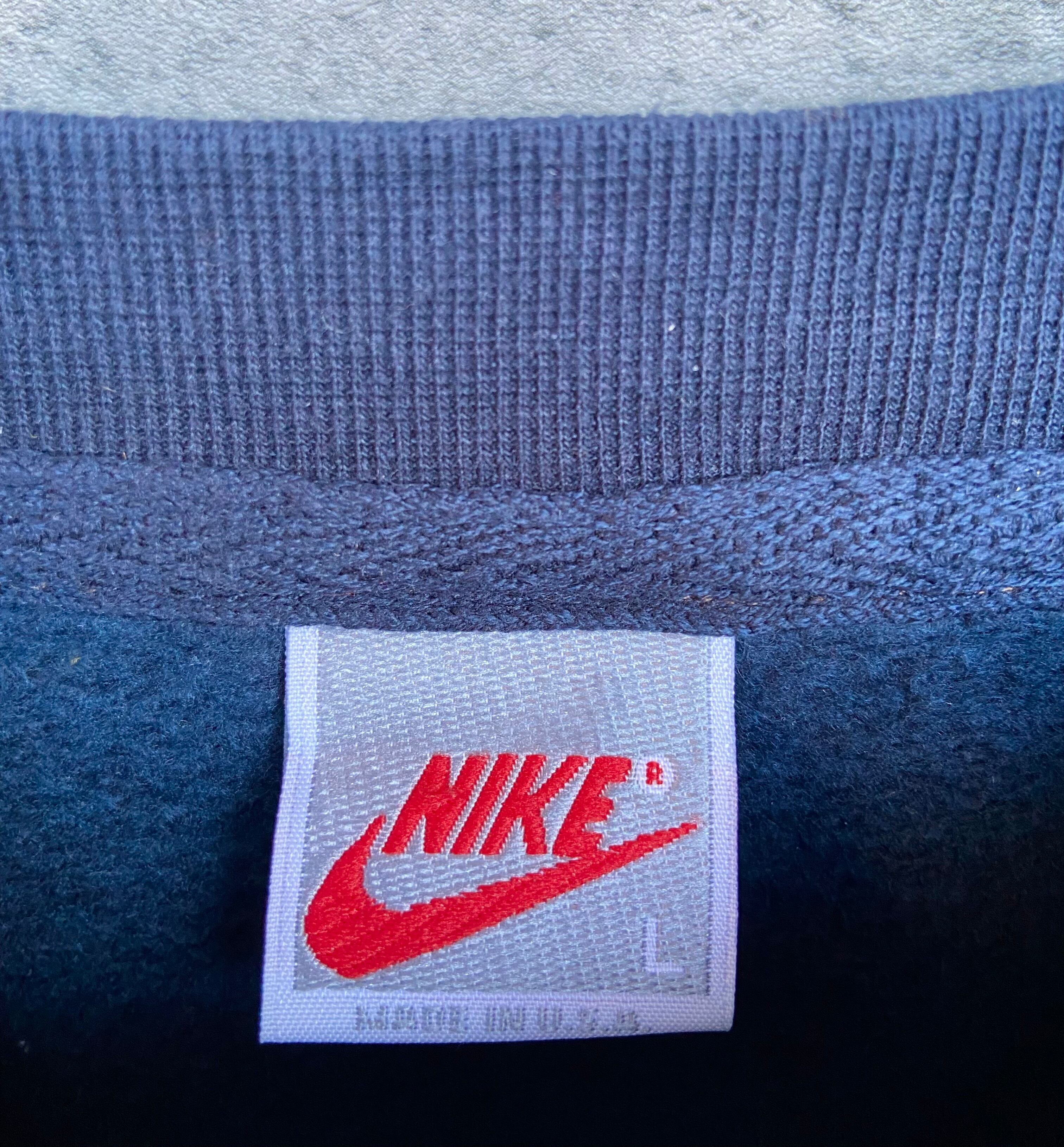 USA製 90s NIKE ナイキ スウェット 刺繍ロゴ 紺 オーバーサイズ