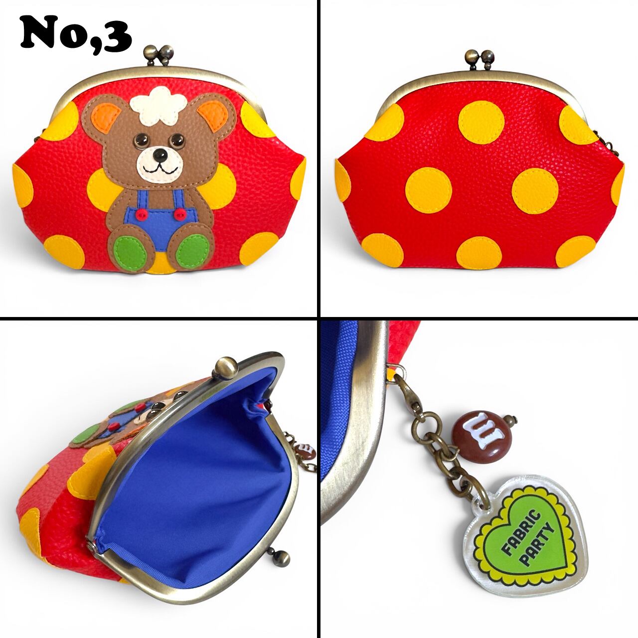 SOLD OUT】ドット柄＋アニマルがま口ポーチ | Fabric Party