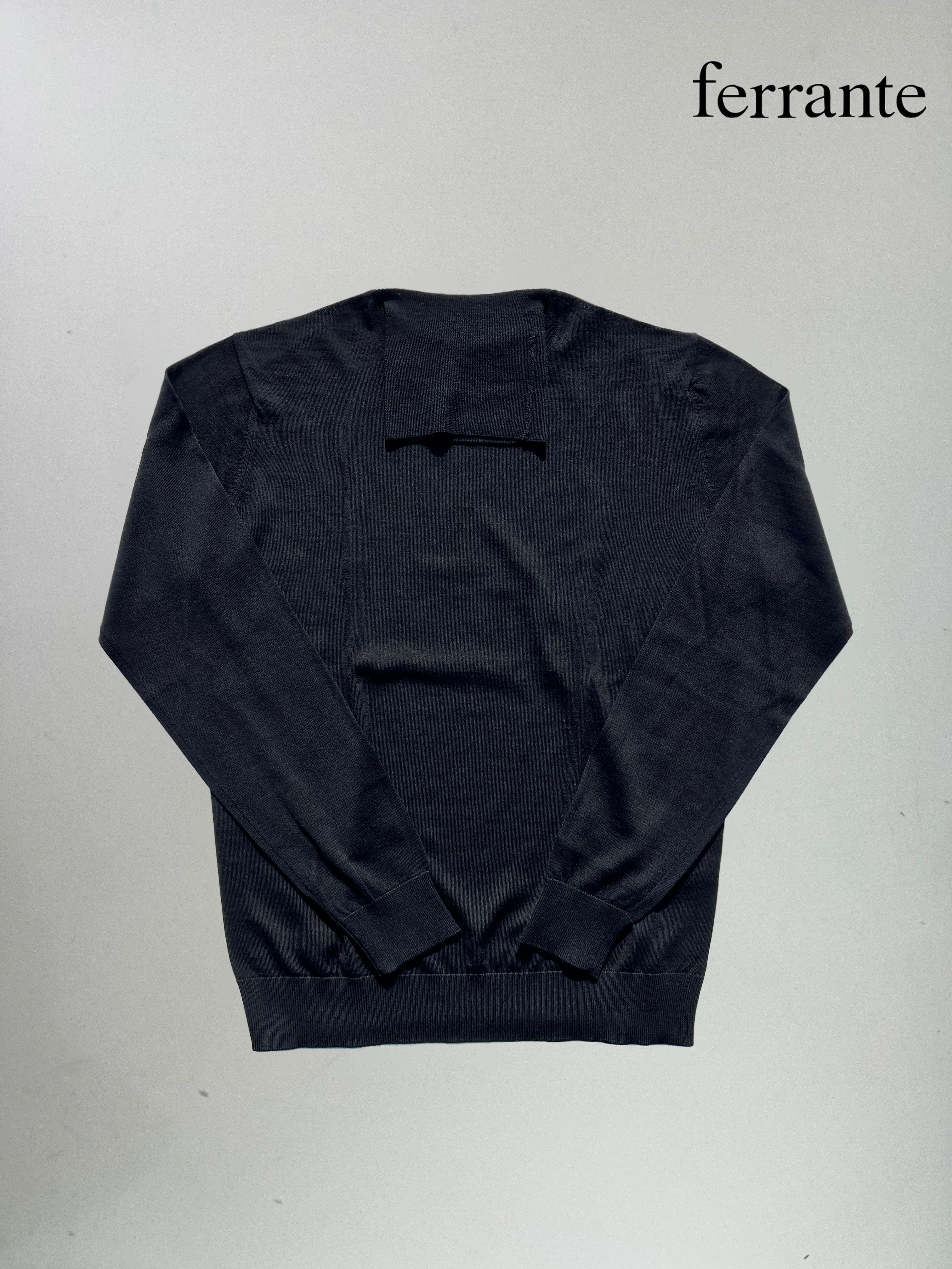 ZANONE（ザノーネ） 5ゲージ クルーネックケーブルニット BLACK