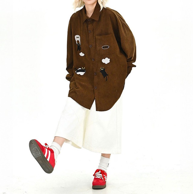 ポップアニマルパッチルーズシャツ 2col   R01712