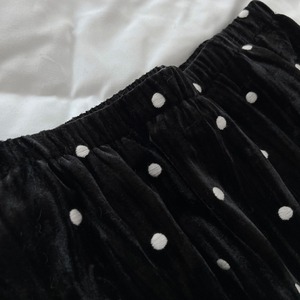 dot velvet long skirt　J00307