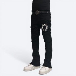 ※数量限定※ELDOLADO logo circle slight flare slim pants【ES025】