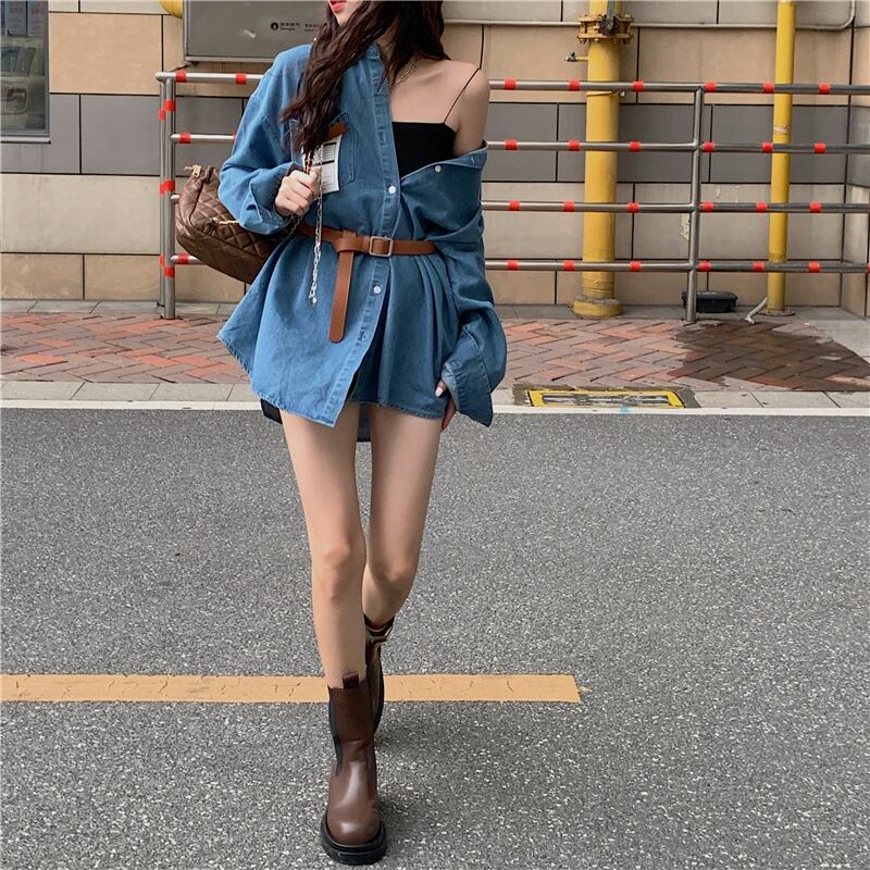 ジャケット オータムルーズトップス シャツ ロング 秋物 モンロー98463915019