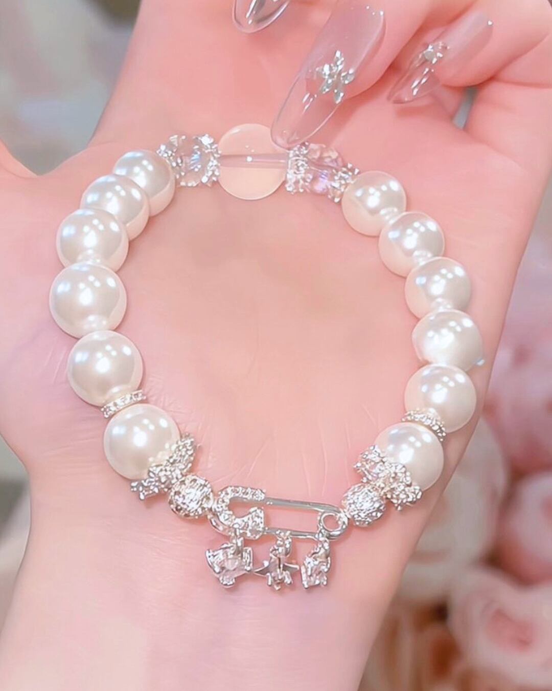 恋した星を胸に留める|シェルパールと星のピンブレスレット❤︎B450
