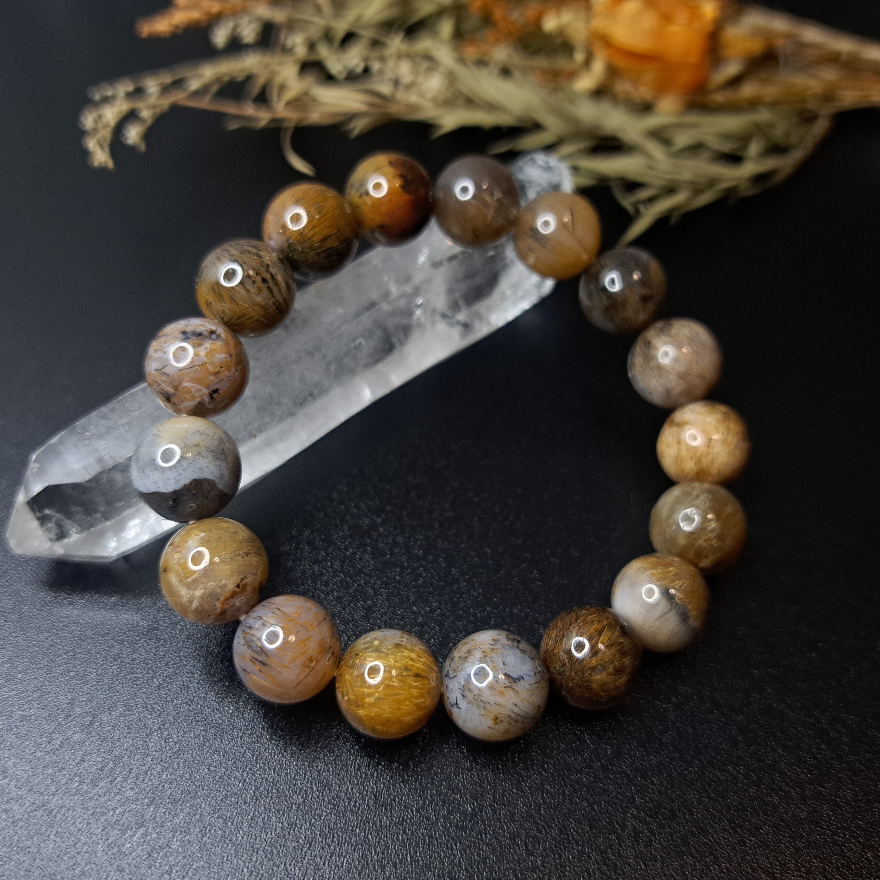 希少石/最強品質】サゲニティックカルセドニー＊約11mm＊ 天然石