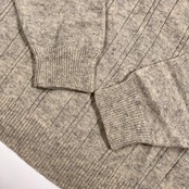 Crocodile クロコダイル Vネック ライン入り ウール混 ニット セーター L/ライトベージュグレー系 メンズ