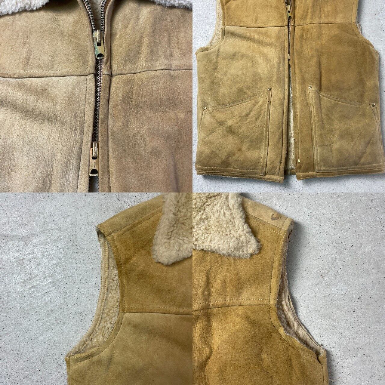 70年代 French Creek Sheep & Wool Co ボアベスト レザーベスト メンズ