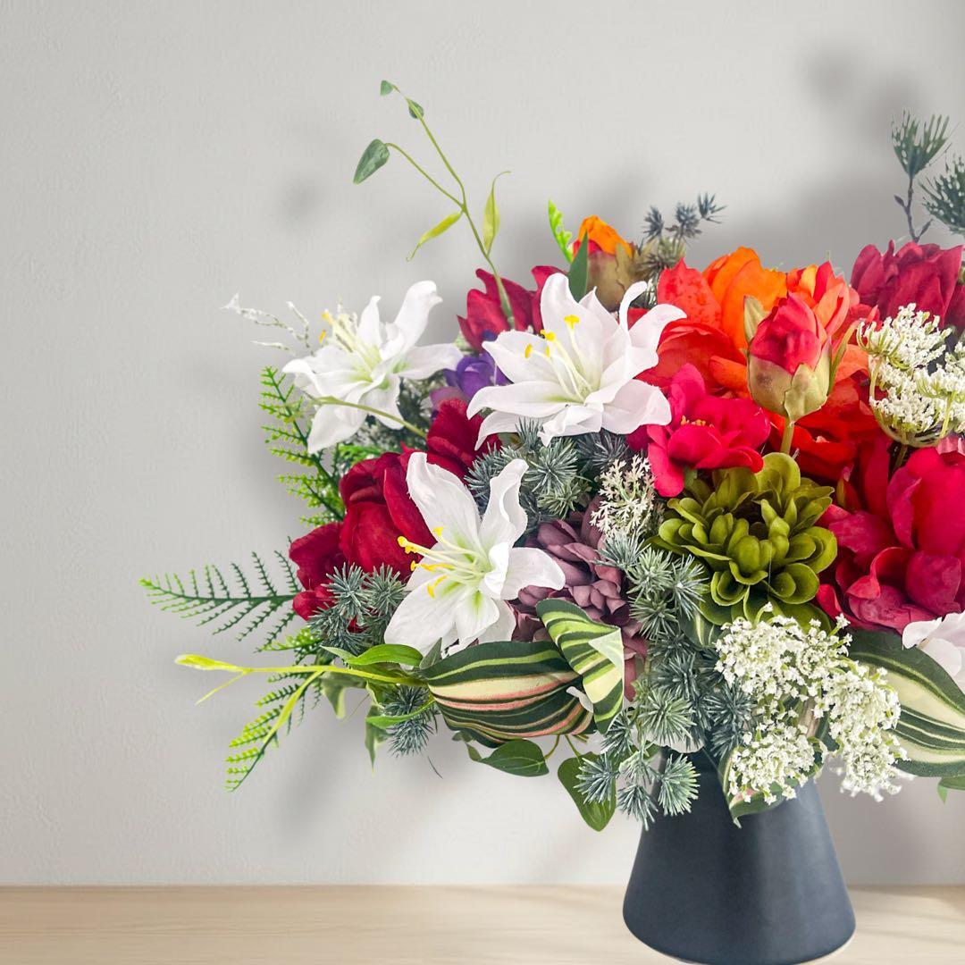 光触媒フラワー 和モダンフラワーアレンジ｜黒花器｜季節を彩る上質インテリア 光触媒フラワー 和モダンフラワーアレンジ｜黒花器｜季節を彩る上質