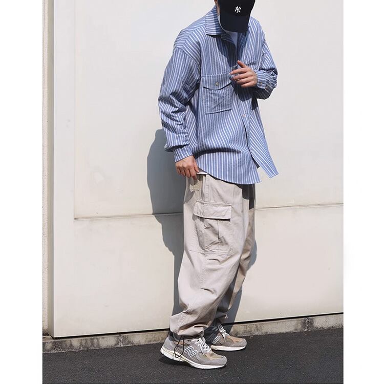 ★STRIPED RETRO WORK SHIRT　　　A0811