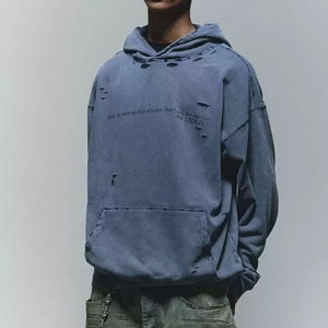【DRIP5858】ANT Logo-printed Washed Loose Hoodie