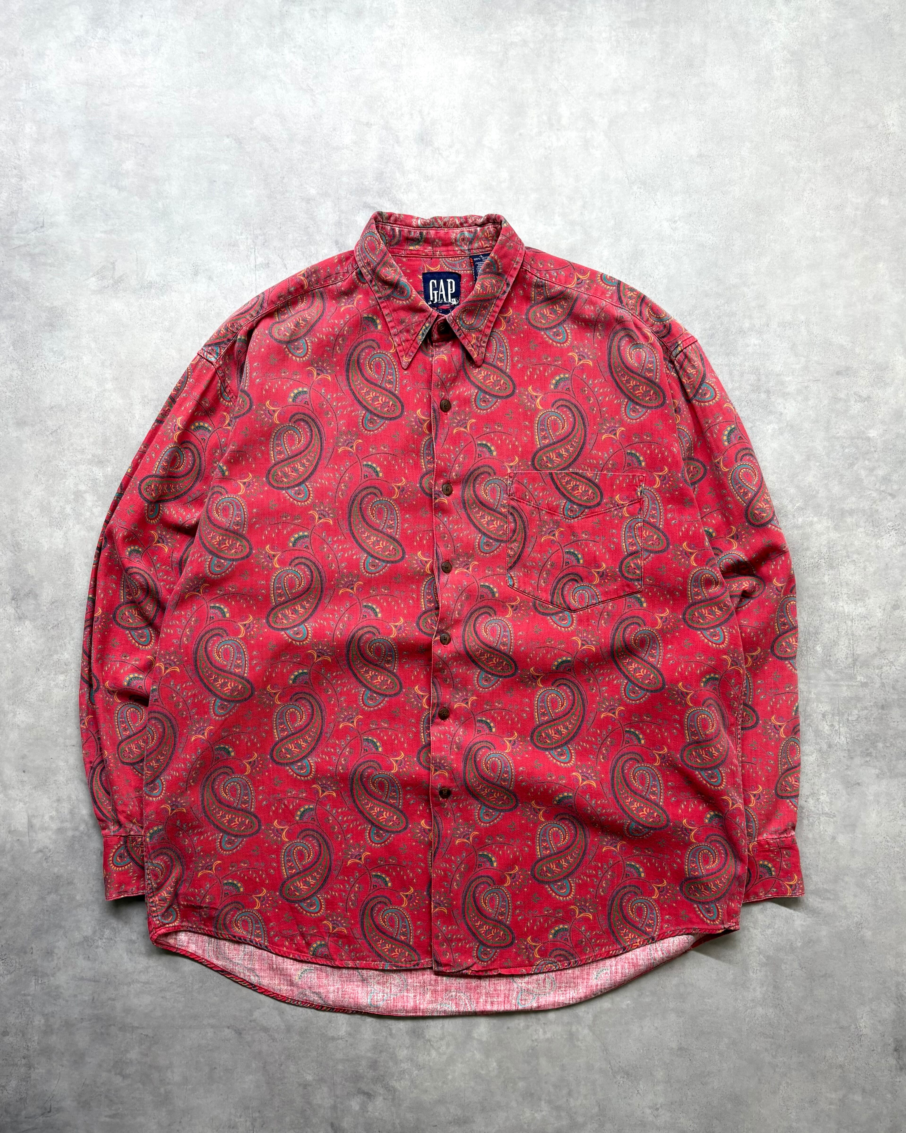 90s OLD GAP Paisley Pattern L/S Cotton Shirt