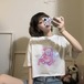 クマちゃん Tシャツ 半袖 ショート丈 ホワイト 韓国ファッション レディース ベアー 白 シンプル カットソー ラウンドネック かわいい カジュアル ガーリー 619021188402_wt