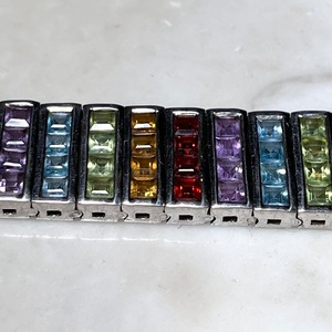 vintage multi-color rhinestone silver bracelet