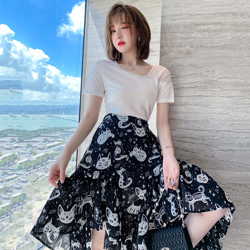 メッシュソリッド カラースリムTシャツ サマースタイル 夏物 ソリッドカラー ステッチ MIUCO15882286138