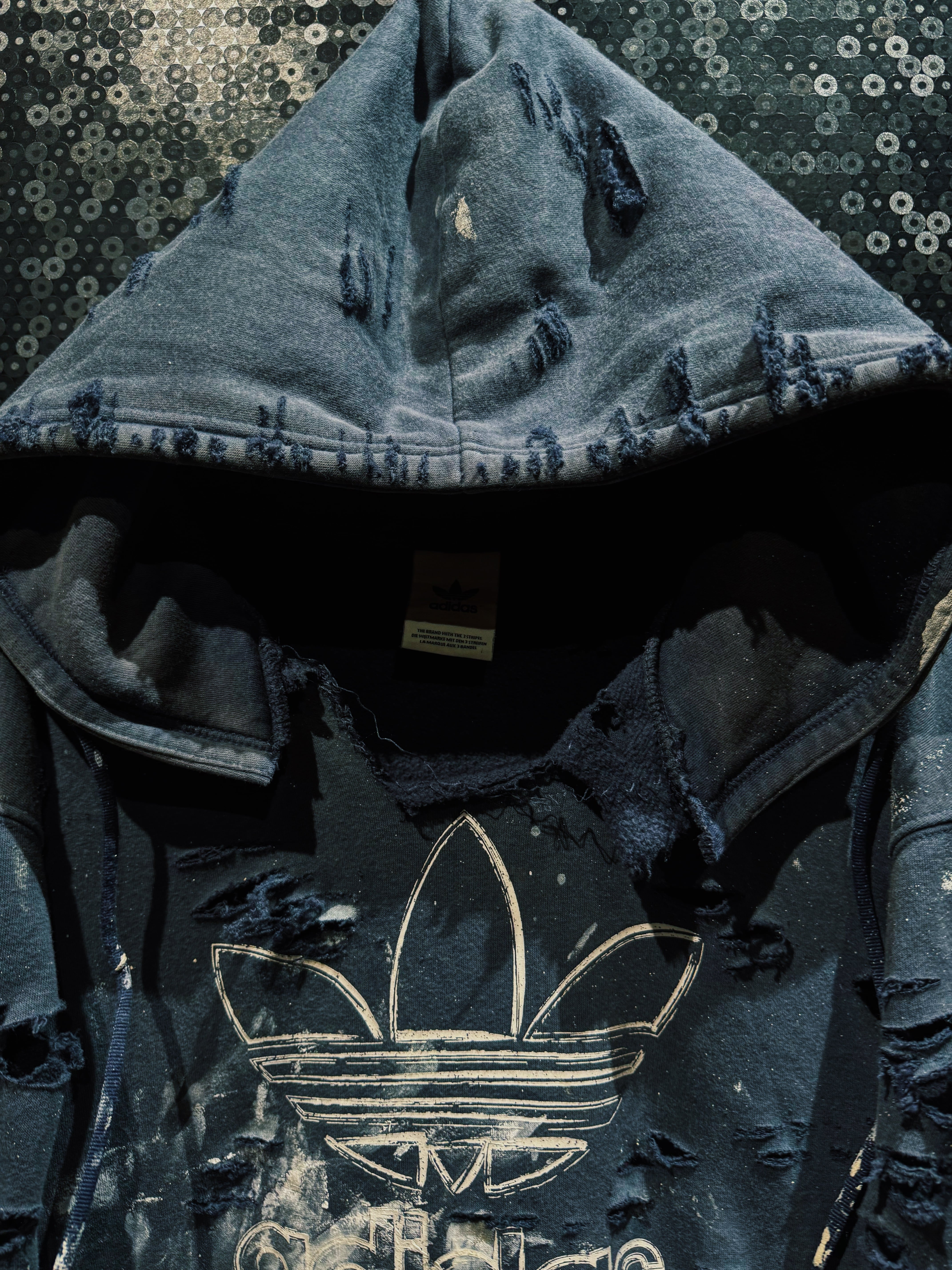ÆIEM】original”boro”remake adidas paint crash trefoil hoodie | ayne