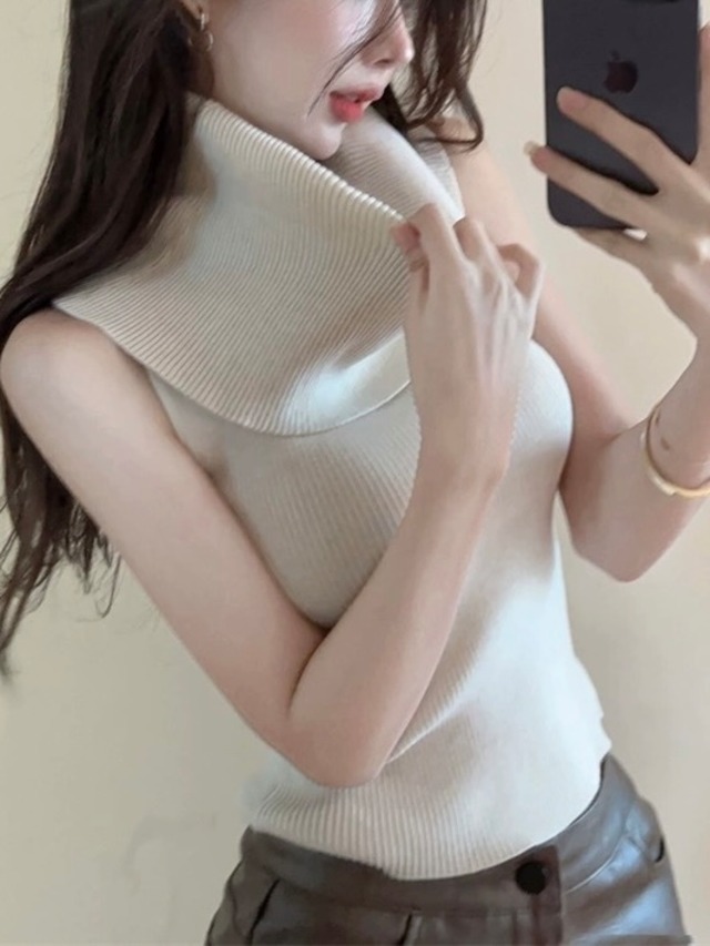 big turtleneck sleeveless knit