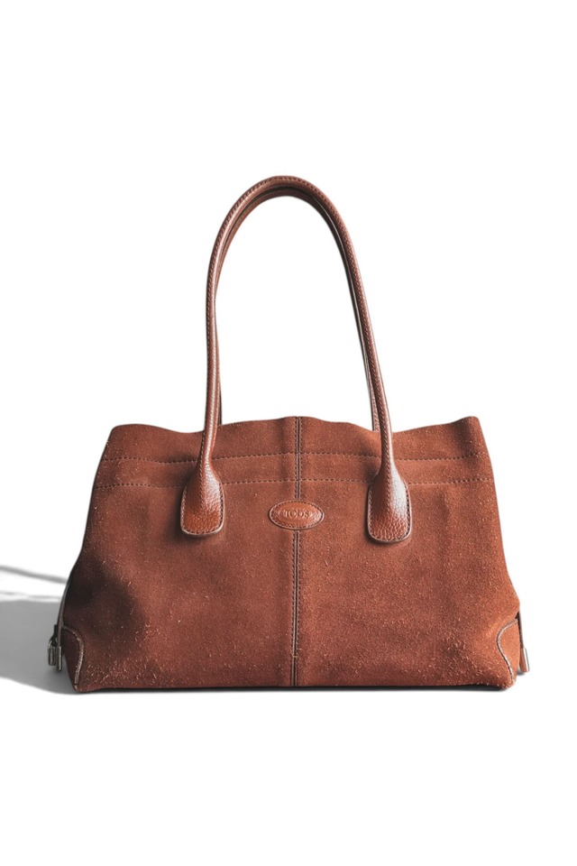 "TOD'S" Brown Suède Leather Tote Bag Made in ITALY