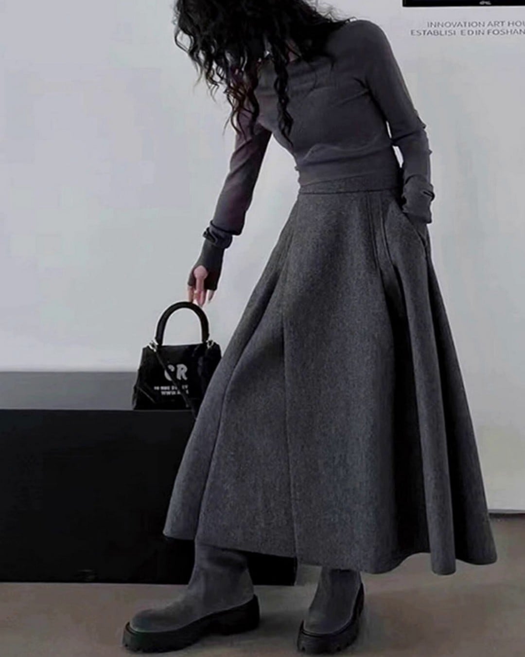 ハイウエストAラインスカート A24356