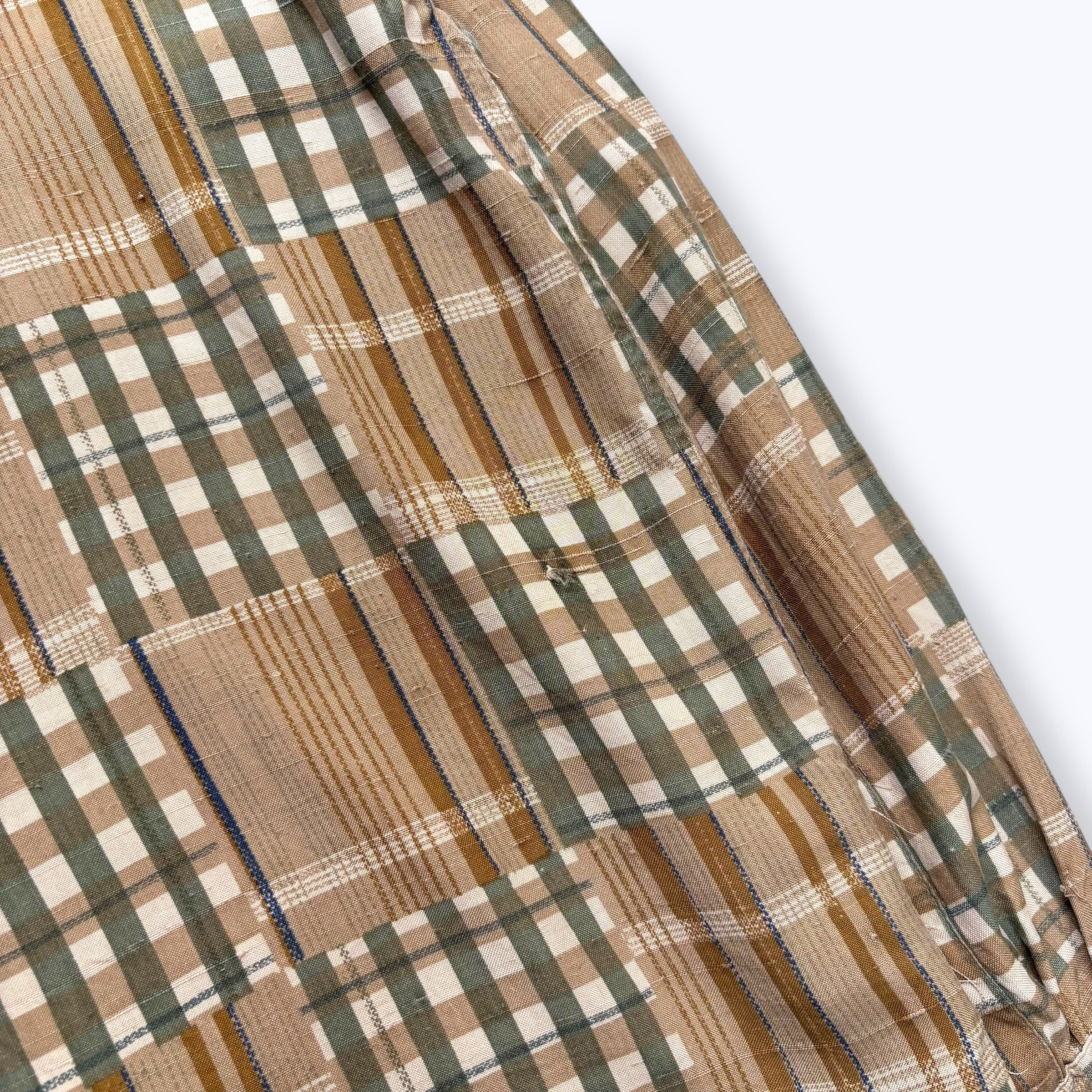 80s~ DEAD STOCK GOOUCH Patchwork Check Silk Shirts 【XL】 80年代