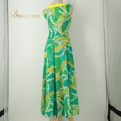 フラダンス 衣装 mmy modernistic ワンピース ドレス グリーン系 花柄 植物柄 ノースリーブ ハワイアンプリント ハワイアン アロハ フラ ダンス レッスン 練習 ハワイアンダンス フレアスカート 緑 黄 白 イエロー系 ホワイト系 華やか 鮮やか かわいい おしゃれ 上品 大人っぽい