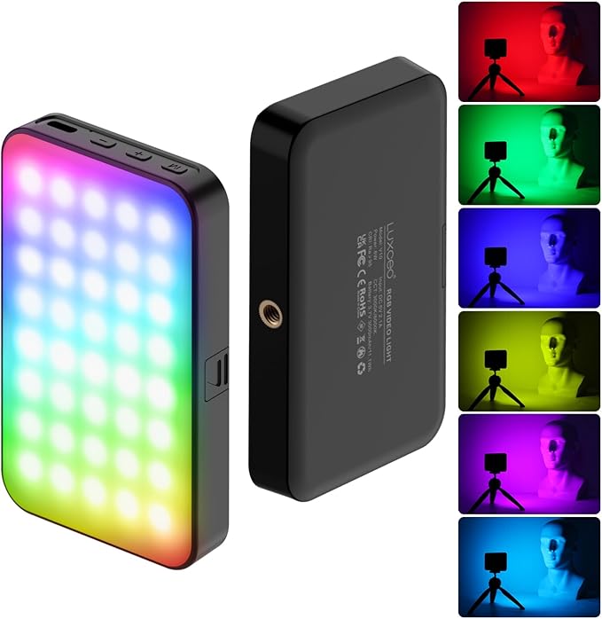 luxceo RGBビデオライト LED撮影用ライト 小型 3000mAh 大容量 充電式