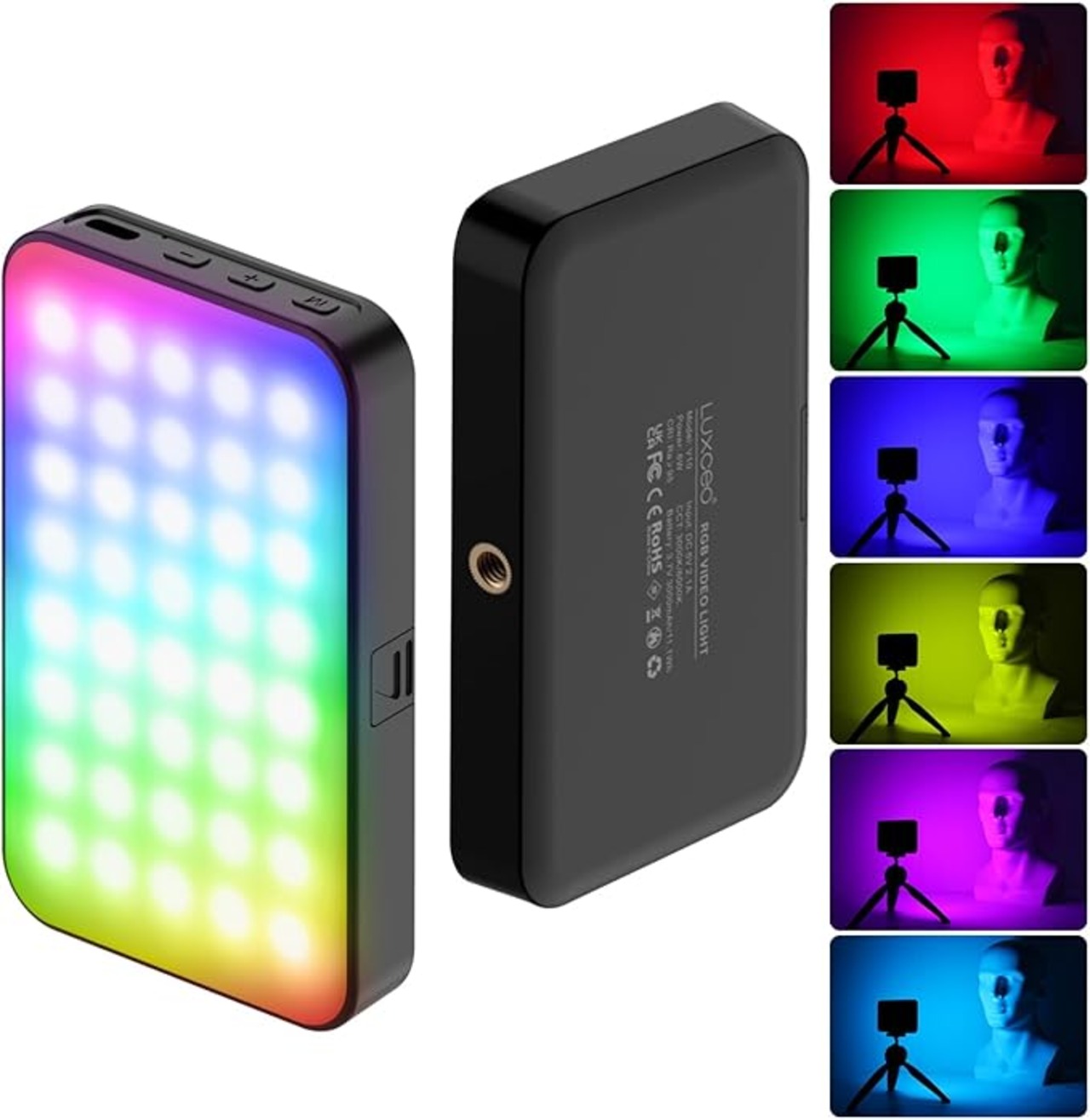 luxceo RGBビデオライト LED撮影用ライト 小型 3000mAh 大容量 充電式 