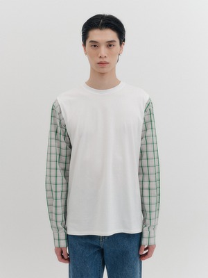 [EENK][MEN] Color-Block Long Sleeve Top – White 正規品 韓国ブランド 韓国通販 韓国代行 韓国ファッション インク 日本 店舗
