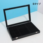 オーガナイザー ジュエリーボックス ブラックベルベット リングディスプレートレイケース ネックレスディスプレーケース ８個グリッド 透明ガラス蓋付き 家庭用 店舗販売ショー用 ブラック