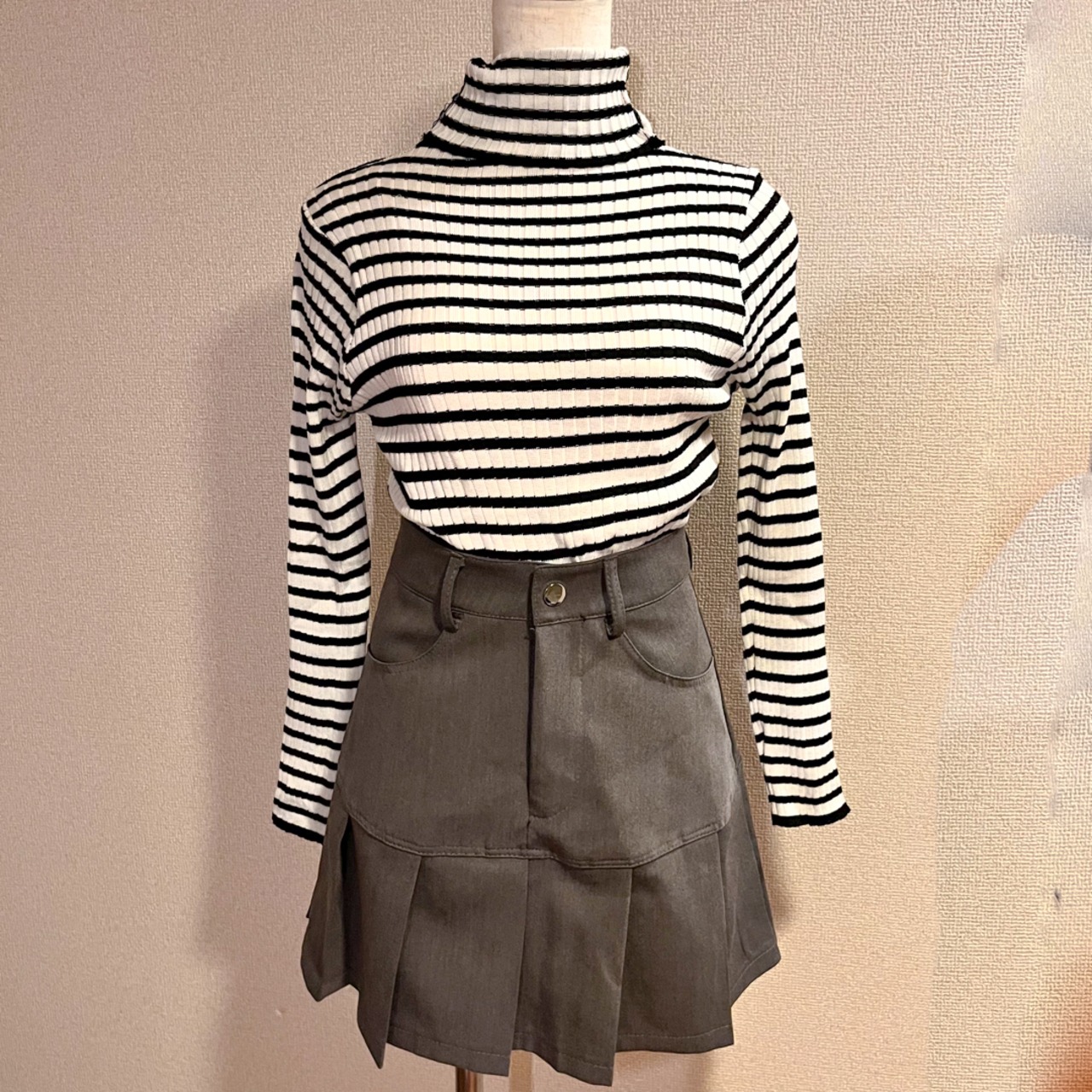 ボーダータートルネックニット LK1124