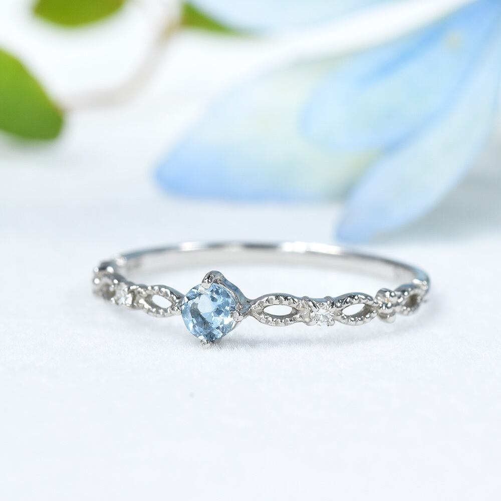 サンタマリア アクアマリン リング プラチナ900 フォリア CD068CIBS