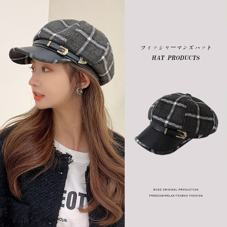 帽子 キャップ キャスケット ぼうし チェック柄 グレンチェック 大人