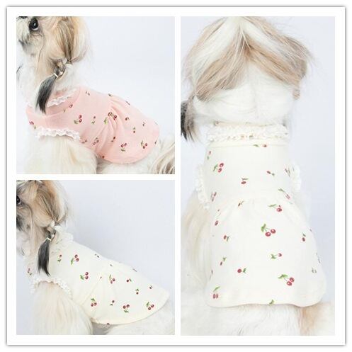 ぷる様❤さくら♡ピンク♡4段ティアード♡ハンドメイド犬服♡ CanNana 犬服 春 さくらんぼフレアワンピース SS-Lサイズ きゃんナナ