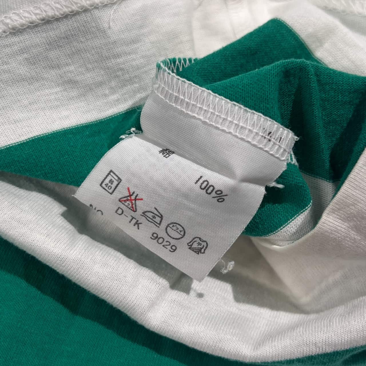 70s 80s CHEMISE LACOSTE シュミーズラコステ 文字ワニ 太ボーダー 半袖 Tシャツ サイズ 3 /グリーン×ホワイト系 メンズ ビンテージ