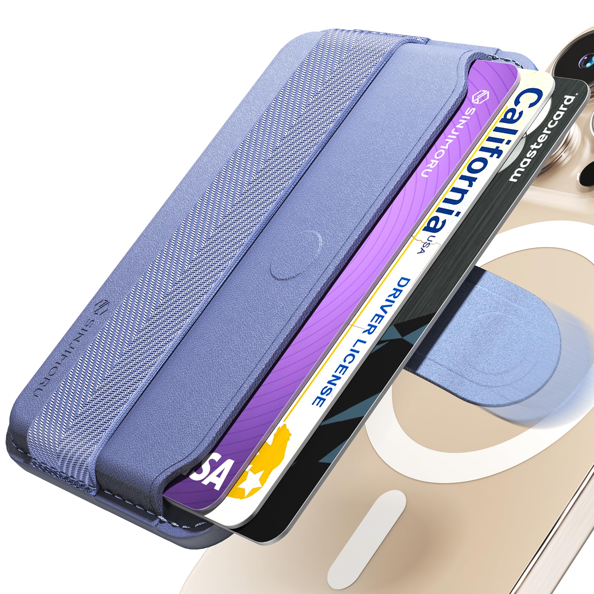 Sinjimoru MagSafe対応カードケース プルタブ式 フィンガーグリップ カード3枚収納 iPhone 12~17シリーズ対応 ラベンダー