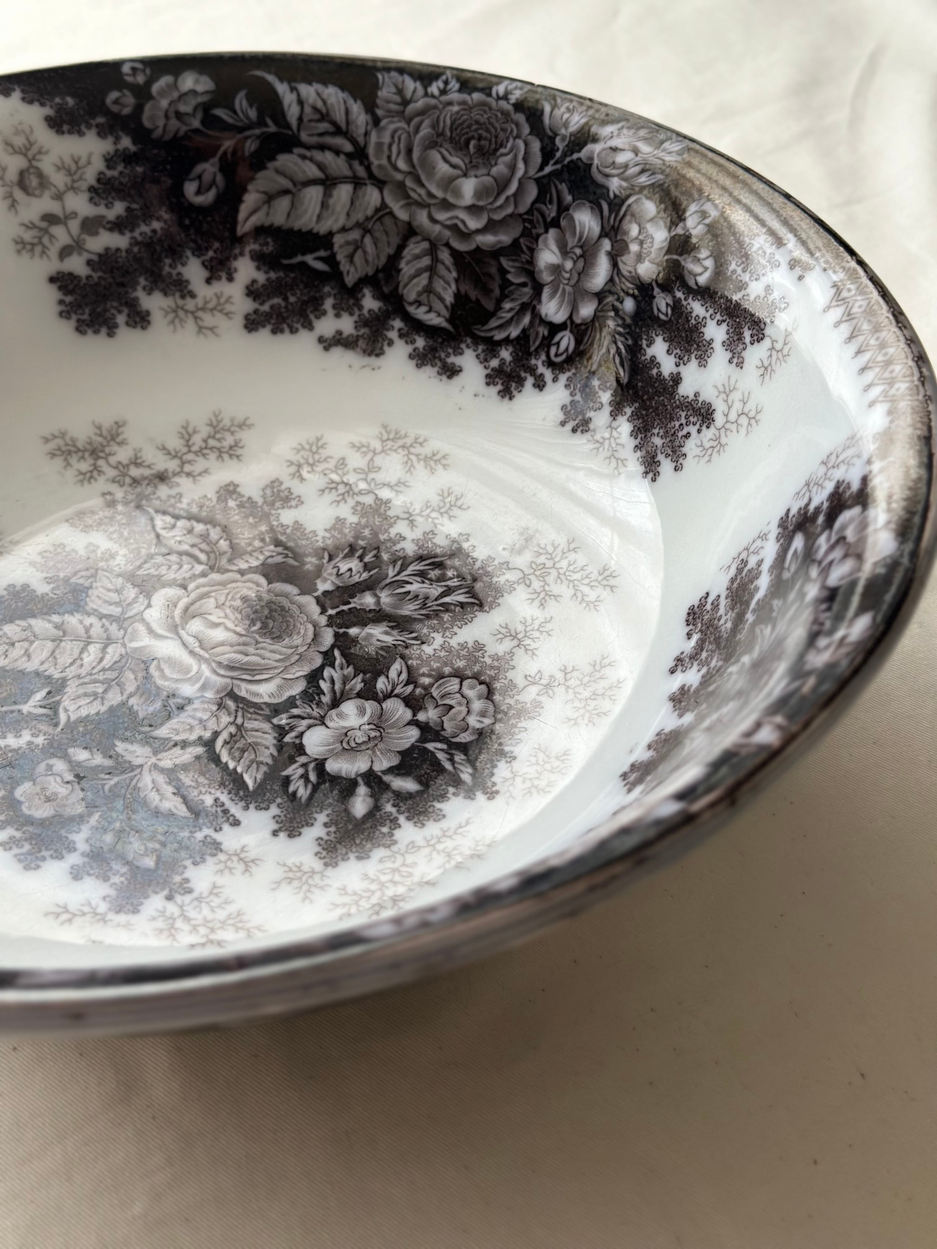 サルグミンヌ　ジャルディニエール　JARDINIERE 黒 ブラウン　皿　蚤の市 フランスアンティーク UCサルグミンヌ『JARDINIERE