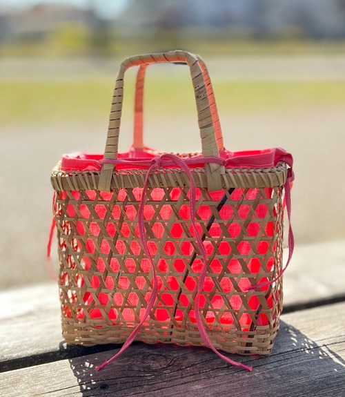 温泉かごバッグ〈内袋付き〉パームツリーバスケット　Sサイズ