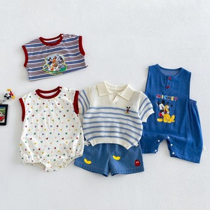 ベビー　春夏新作 韓国風 ストライプ タンクトップOR キャラクターアップリケ付き OR ショートパンツ  OR サロペットOR Tシャツ　OR　ロンパース