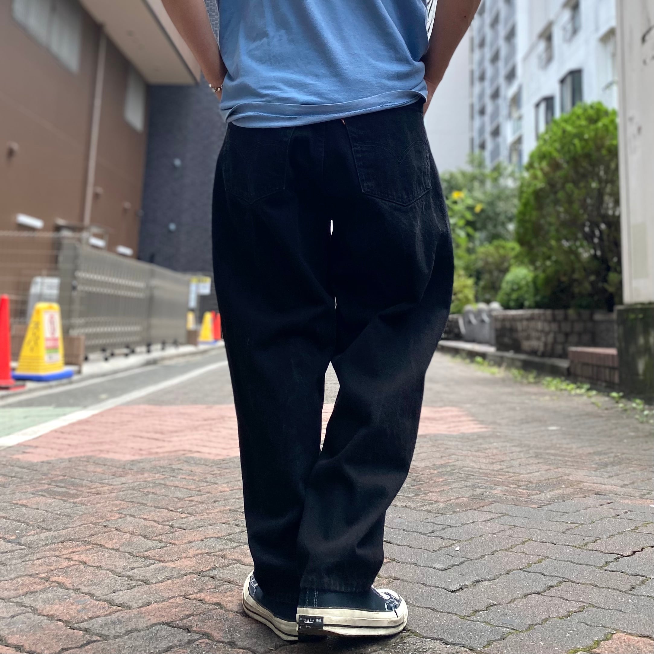 W38 Levi's リーバイス501 ブラックデニム パンツ ワイドバギー 黒