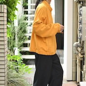 cotton linen stand collar jacket yellow