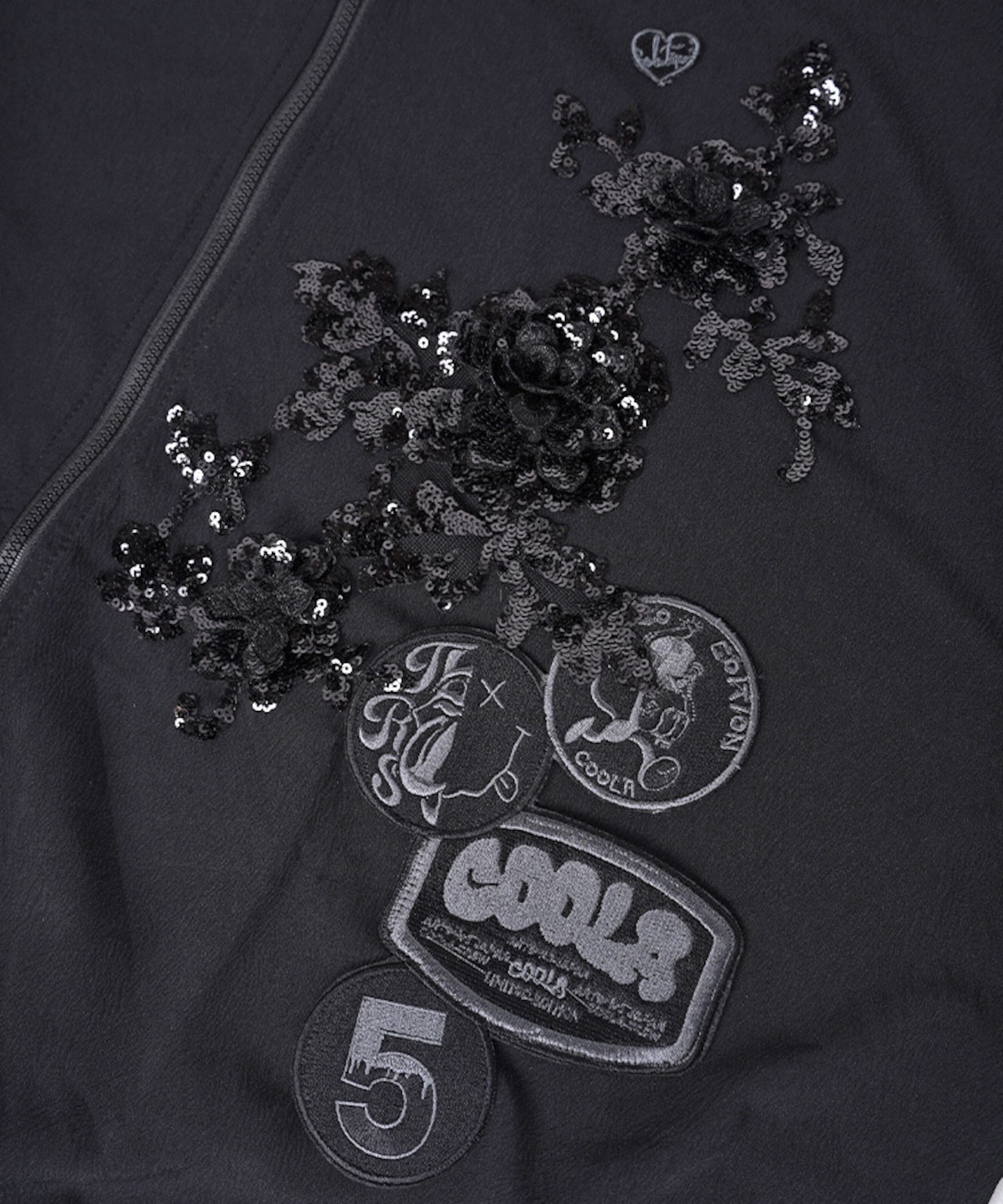 【直営店限定ITEM】レース×パッチルーズジップフーディー (BLACK) CQ-47125H